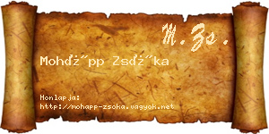 Mohápp Zsóka névjegykártya